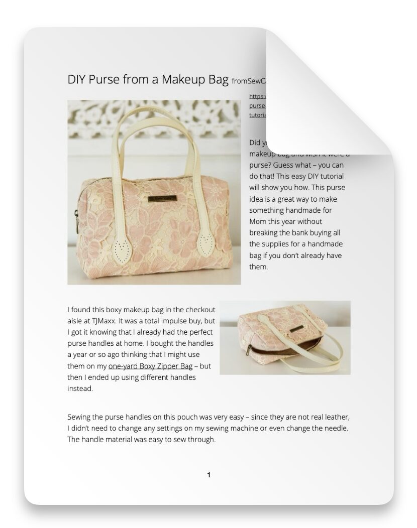 DIY PURSE FROM A MAKEUP BAG SEWING PATTERN